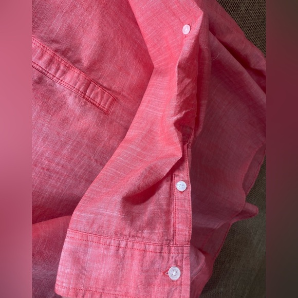 Sonoma Salmon-colored Long Sleeve Half Button Up Shirt, Size L, Collar - Picture 5 of 10